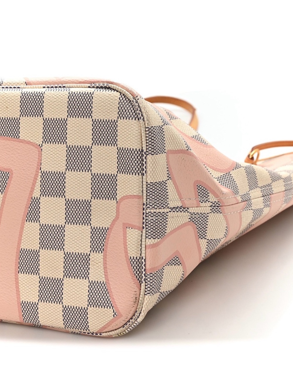 Louis Vuitton Pink & Cream Damier Azur Graffiti Neverfull Tote - Picture 10 of 11